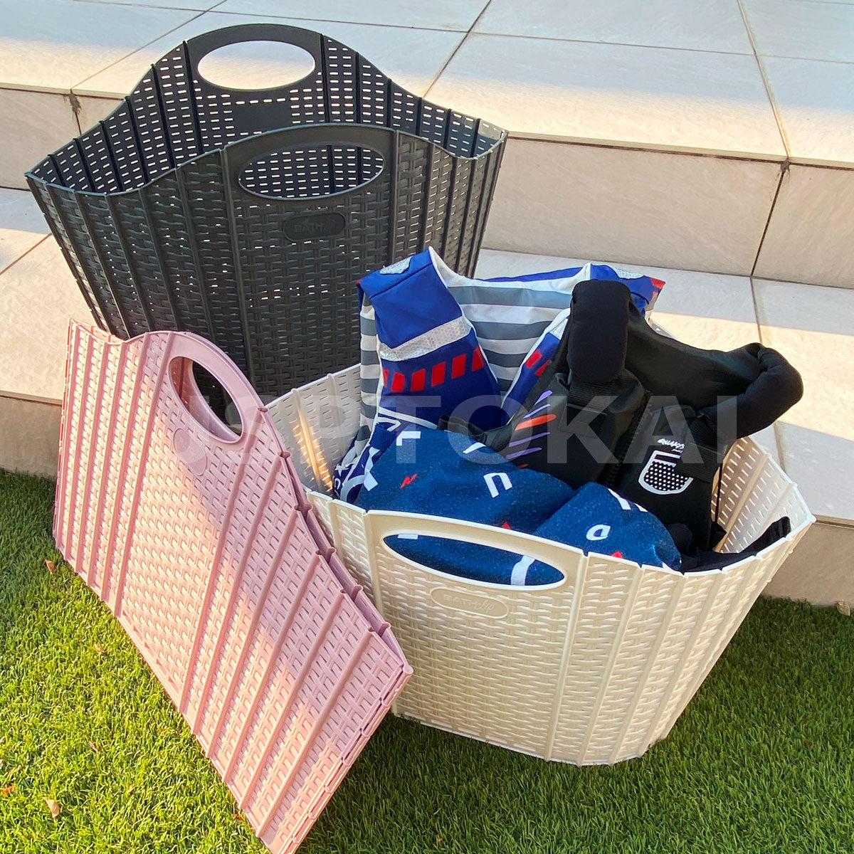 Foldable Laundry Basket Laundry Hamper Slim Laundry Bag Rattan Style Laundry Supplies Stylish