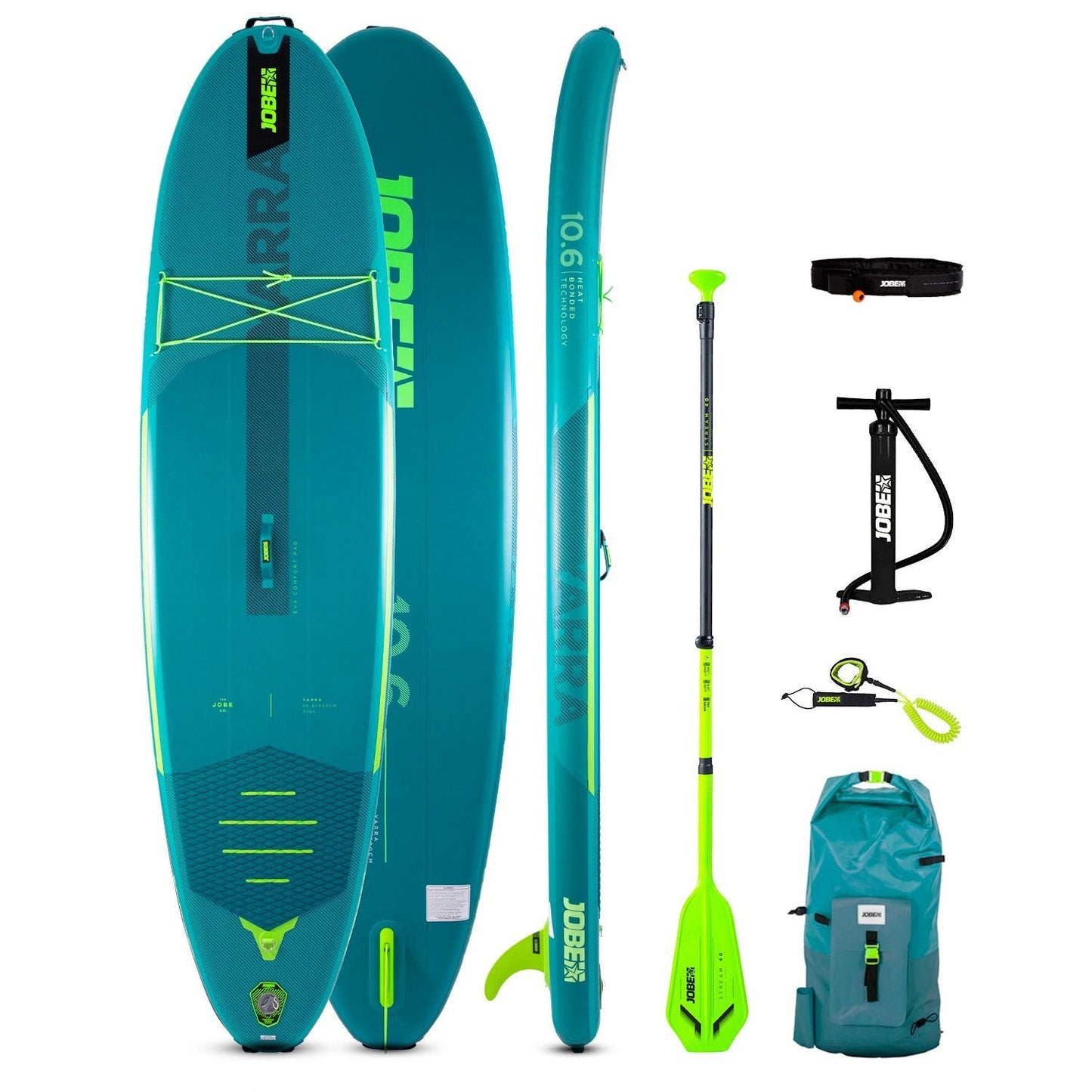 Jobe SUP Stand Up Paddle Board Aero Yarra Aero Yarra SUP Board 10.6 Package Teal Inflatable Full Set 486423012