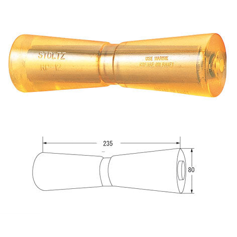 STOLTZ Keel Roller Φ80×L235mm Shaft diameter 16mm Trailer Roller Trailer Storz 93680