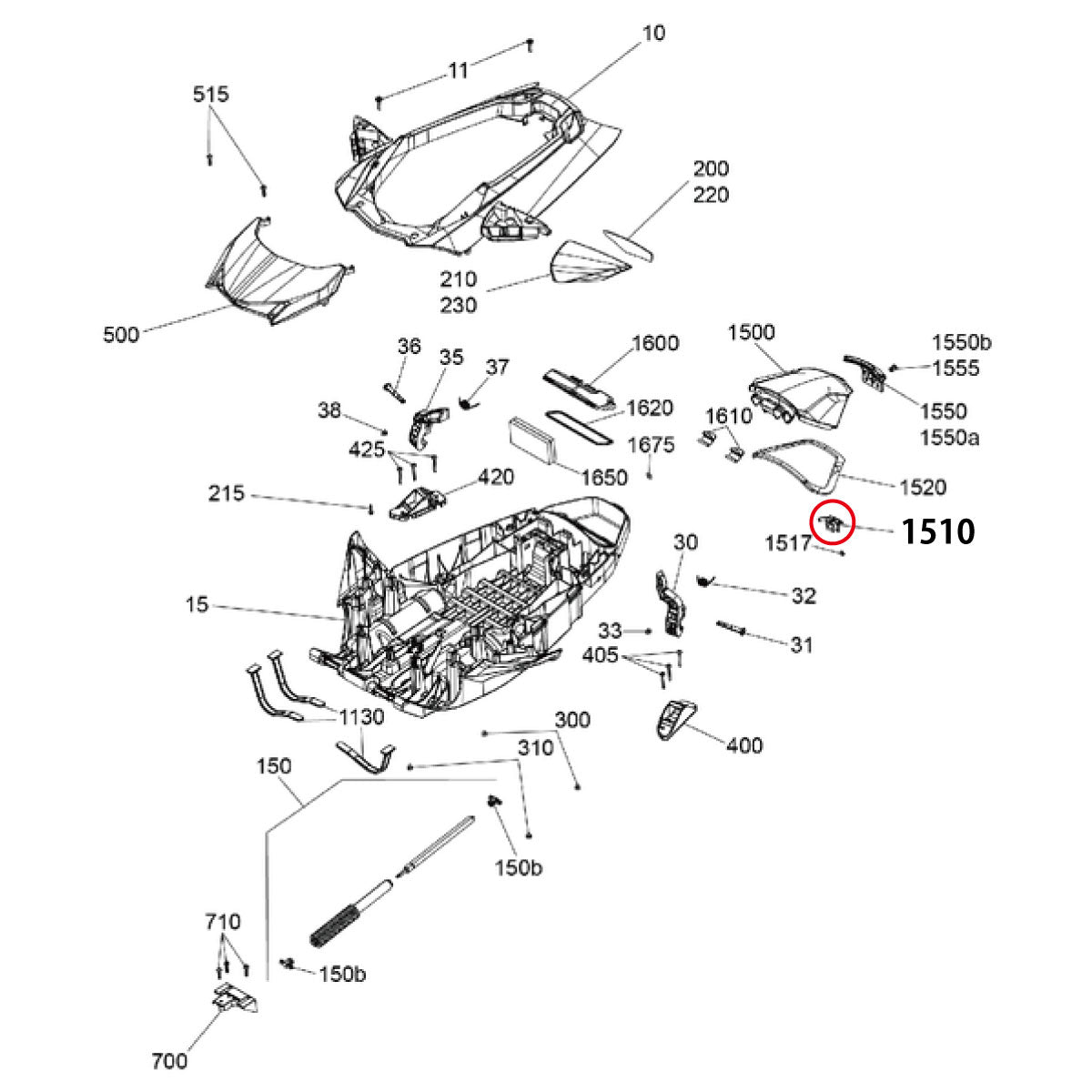SGS Glove Box Latch for SEADOO Sea-Doo 4-Stroke Genuine Part Number #264000133 Aftermarket Parts OEM Parts SGS24010