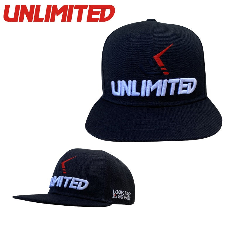 アンリミテッド レースキャップ UNLIMITED LOGO CAP ブランドロゴ キャップ 帽子 ブラック フラット UVケア サポート ULC0301