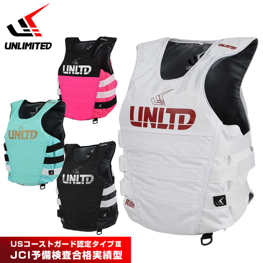 UNLIMITED RUSH S/E ライフジャケット サイドエントリー 大人用 ライフベスト 小型船舶特殊 ジェットスキー アンリミテッド JCI UV0603