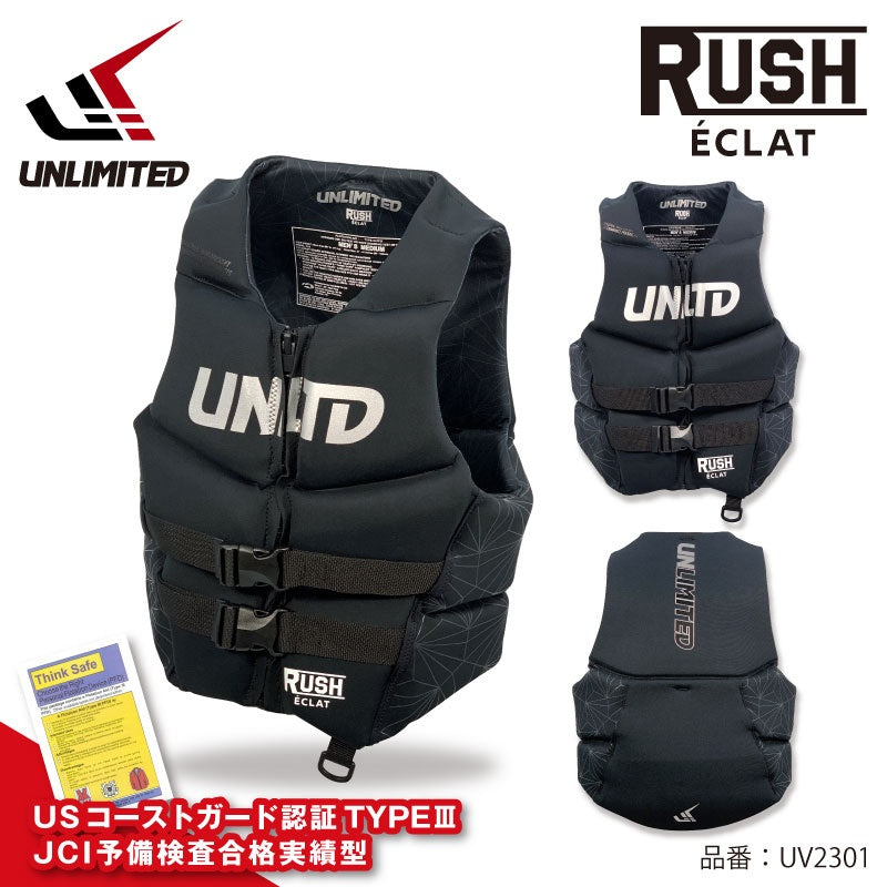 UNLIMITED RUSH ECLAT UV2301 Life Jacket for Men, Jet Ski, Life Vest, Neo Vest, Small Special, JCI Preliminary Inspection, USCG