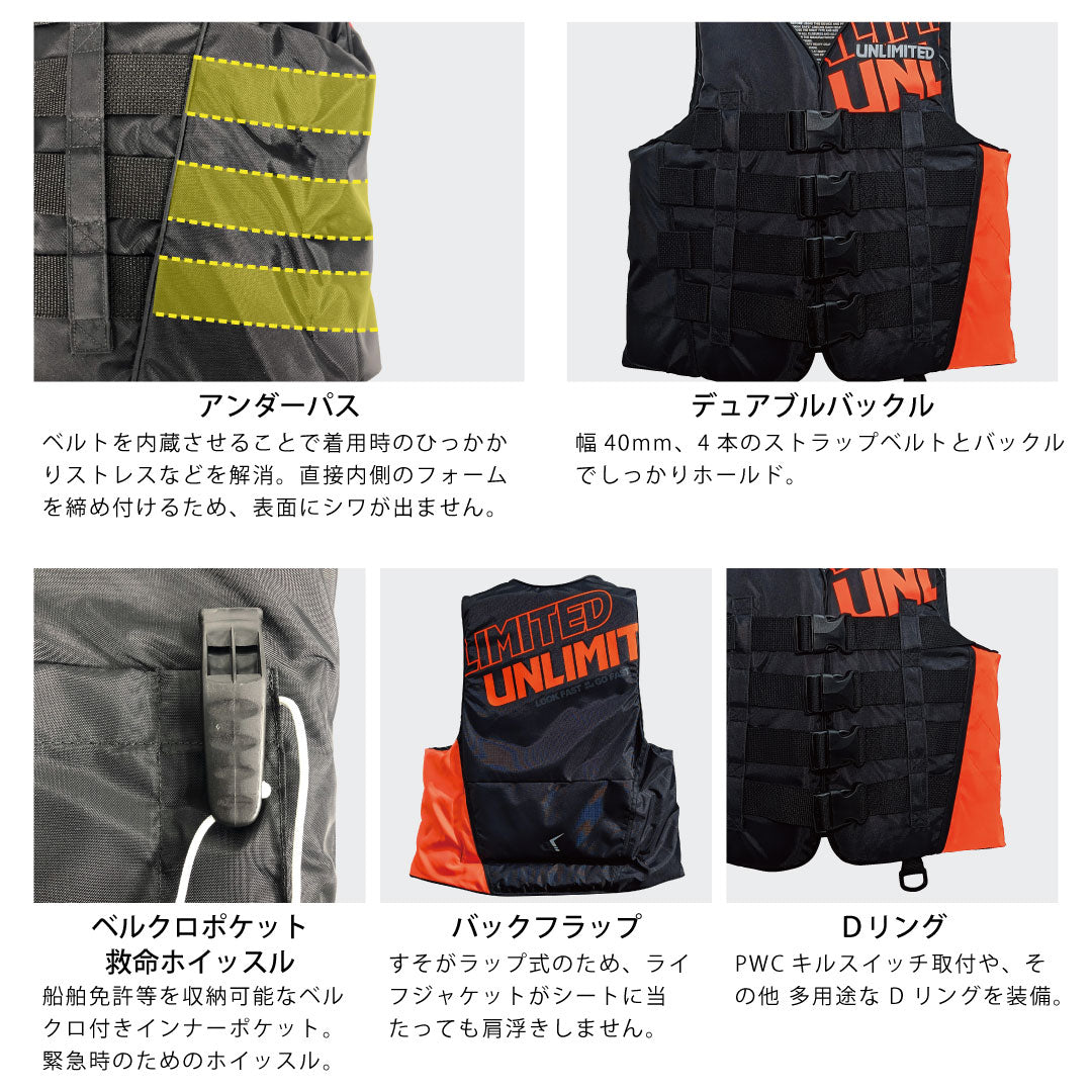 UNLIMITED COMFORT Life Jacket for Men, Jet Ski, Life Vest, Nylon, Unisex, Small Special, JCI Preliminary Inspection, USCG UV2302