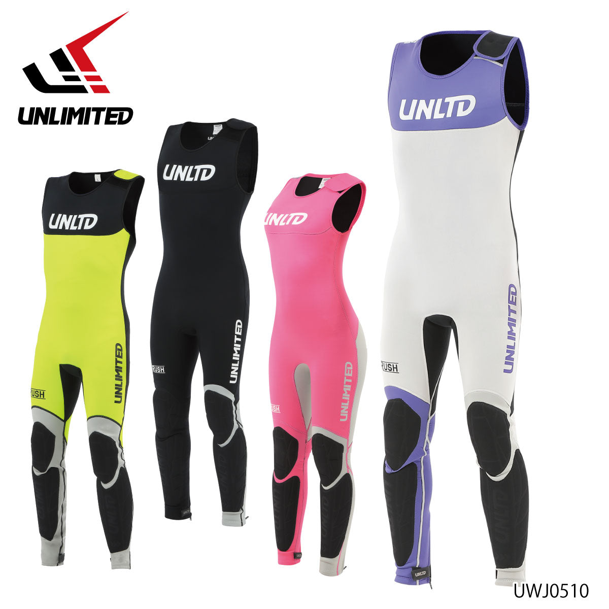 UNLIMITED RUSH ロングジョン ウェットスーツ メンズ ジェットスキー パッド付 マリンスポーツ アンリミテッド UWJ0510