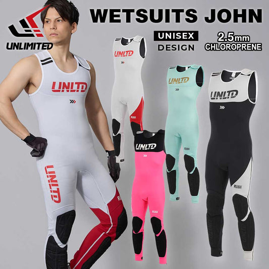 2025新作 UNLIMITED RUSH  ロングジョン  ウェットスーツ メンズ  ジェットスキー パッド付 マリンスポーツ 水上バイク ジェットスキー  UWJ0610