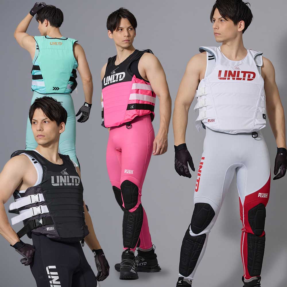 2025新作 UNLIMITED RUSH ロングジョン ウェットスーツ メンズ ジェットスキー パッド付 マリンスポーツ 水上バイク ジェットスキー UWJ0610