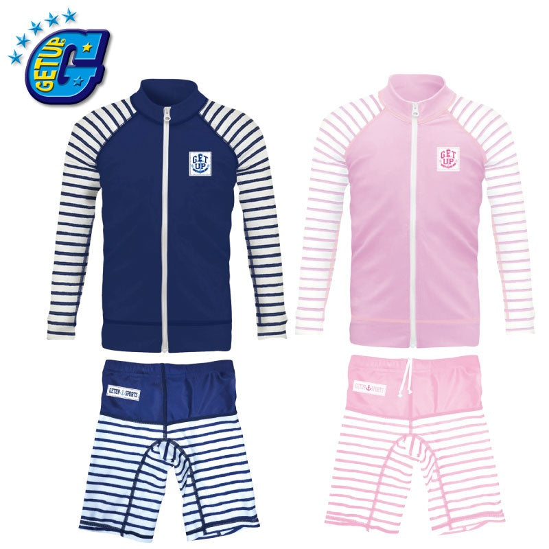 【SALE】GETUP 上下セット マリンウェア こども 海水浴 アウトドア キッズ 日焼け ケガ防止 セットアップ ラッシュガード&パンツ プール 水遊び UVケア GCZP-391