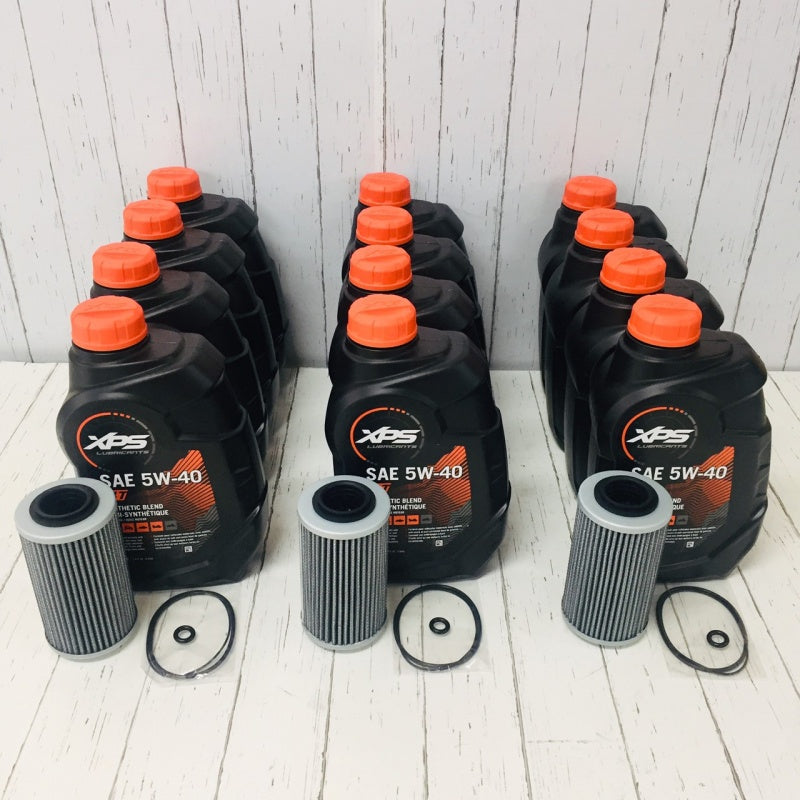 SEADOO 純正品 オイル交換セット シェアパッケージ 【 4ストローク300馬力 ※ 】 946ml×12本+汎用オイルフィルター×3