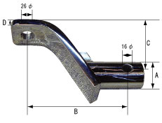 Hitch Member Ball Mount Slant Type Long Stainless Steel Round Pipe Length 215mm Rise 150mm TIGHTJAPAN 0212-02