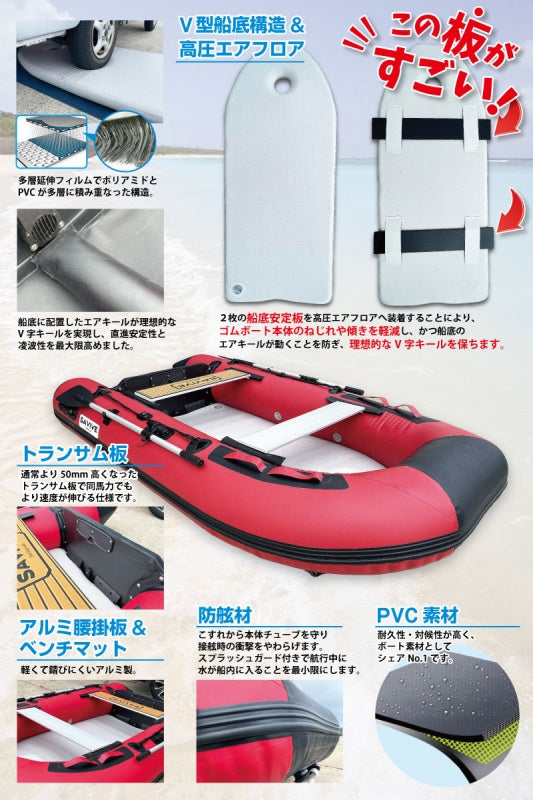 【1年保証】ゴムボート 4人乗り 免許不要 ミニボート 釣り アドバンスプラス 3m インフレータブルボート 定員4名 予備検査なし 手漕ぎ SAVIVE SV-IBA300