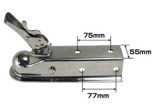 TC-01SUSP trailer coupler ball diameter 2 inches compatible with trailer frame 50mm width stainless steel polished