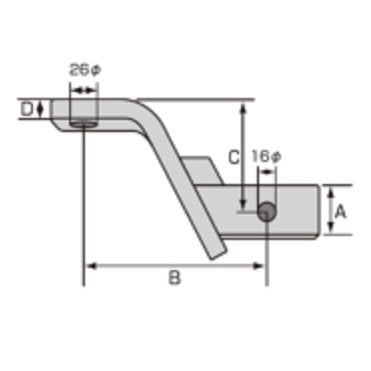 Hitch ball mount square slant type long type steel 0208-18 TIGHTJAPAN