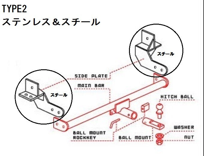 トヨタ TOYOTA プリウスα 40系 ヒッチメンバー ハーフステンレス タイプ2 タイトジャパン TIGHTJAPAN タイトヒッチ 9042-12 【メーカー直送、代引き不可】