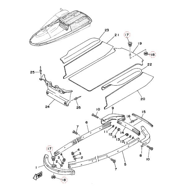 UL007 YAMAHA Yamaha Aluminum Front Bush UNLIMITED Unlimited Jetsky Water Bike