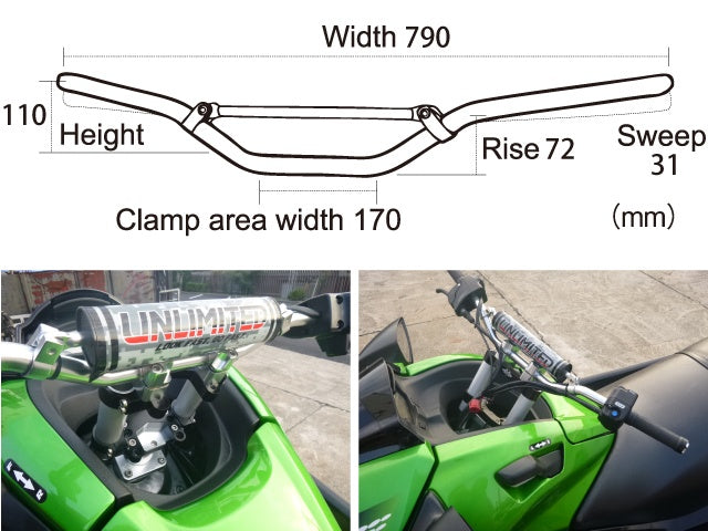 UL31002 UNLIMITED Racing Handlebar Middle Type Runabout 4 Colors UNLIMITED Unlimited Jet Ski Watercraft Marine Jet
