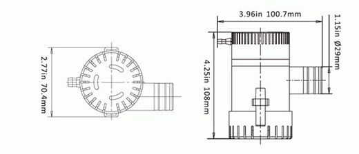 Bilge pump 1100GPH 12V YHO-BL1100