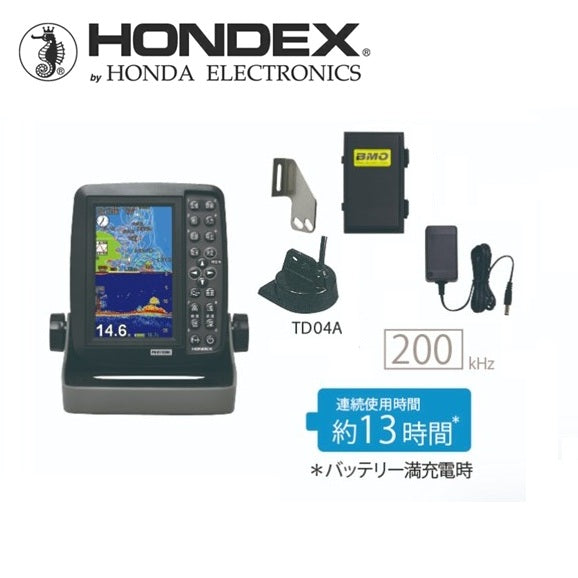 HONDEX 5型ワイド液晶ポータブルプロッター魚探 PS-611CNⅡ-BM バッテリーセット ホンデックス 45665