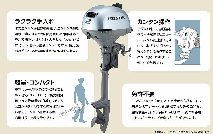 HONDA ホンダ 船外機 本体 2馬力 BF2DK3（BF2DH） 4ストローク – JSP TOKAI