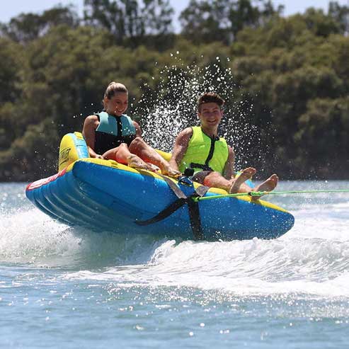 JETPILOT Twin Thriller 2 Person Water Toy Banana Boat Towing Tube Rubber Boat