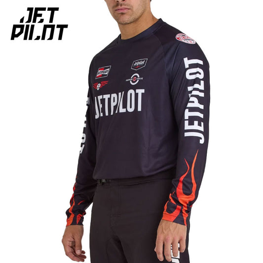 【2025新作】JETPILOT VINTAGE FLAMES MOTO JERSEY ジェットパイロット ラッシュガード ジャージ メンズ S24619