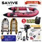 [1 year warranty included] Fishing mini boat 7-piece set 3m rubber boat with outboard motor 2 horsepower No license required Inflatable boat Capacity 4 people No preliminary inspection SAVIVE SV-IB300-STO