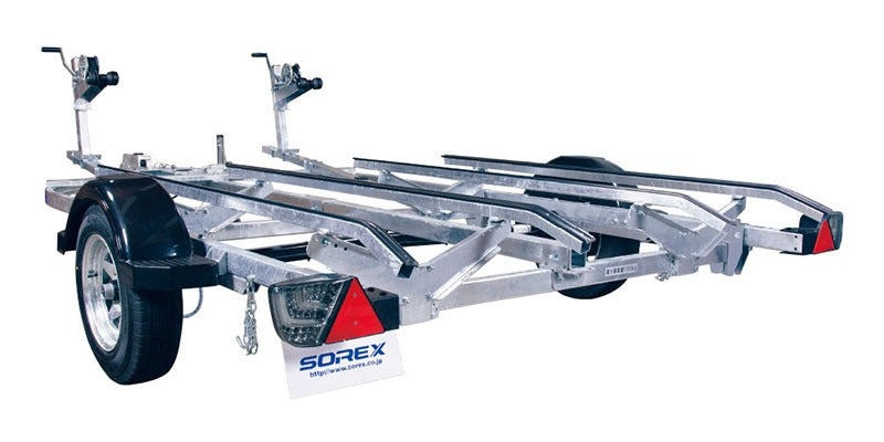 SOREX TWIN JET SWK 2-boat capacity Steel frame Regular 8 license plate Maximum load capacity 1150kg Towing license required Trailer