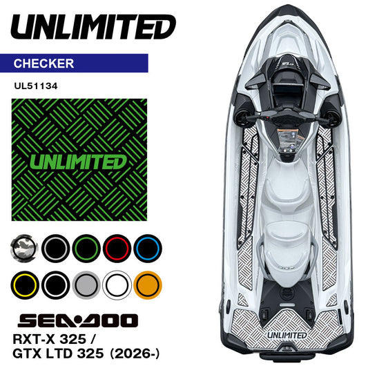 SEADOO デッキマット テープ付き  RXT-X 325 (26-)  / GTX LTD 325 (26-)  UL51124 チェッカー UNLIMITED シードゥ  BOMBARDIER  ジェットスキー