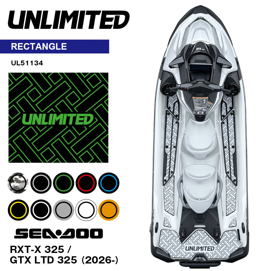 SEADOO デッキマット テープ付き  RXT-X 325 (26-)  / GTX LTD 325 (26-) UL51134 レクタングル UNLIMITED シードゥ  ジェットスキー