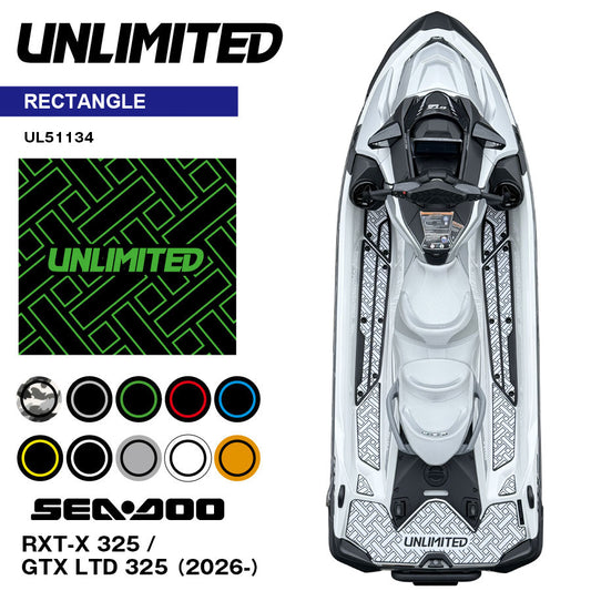 SEADOO デッキマット テープ付き  RXT-X 325 (26-)  / GTX LTD 325 (26-) UL51134 レクタングル UNLIMITED シードゥ  ジェットスキー