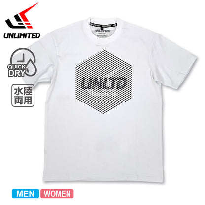 【30%ОFF】UNLIMITED ハイブリッド ハイドロTシャツ HEXAGON メンズ アンリミテッド UV TEE 50＋ UPF プール SUP 紫外線防止 ULU234
