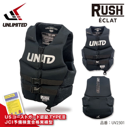 UNLIMITED RUSH ECLAT ライフジャケット メンズ ジェットスキー ライフベスト ネオベスト 小型特殊 JCI予備検 USCG UV2301