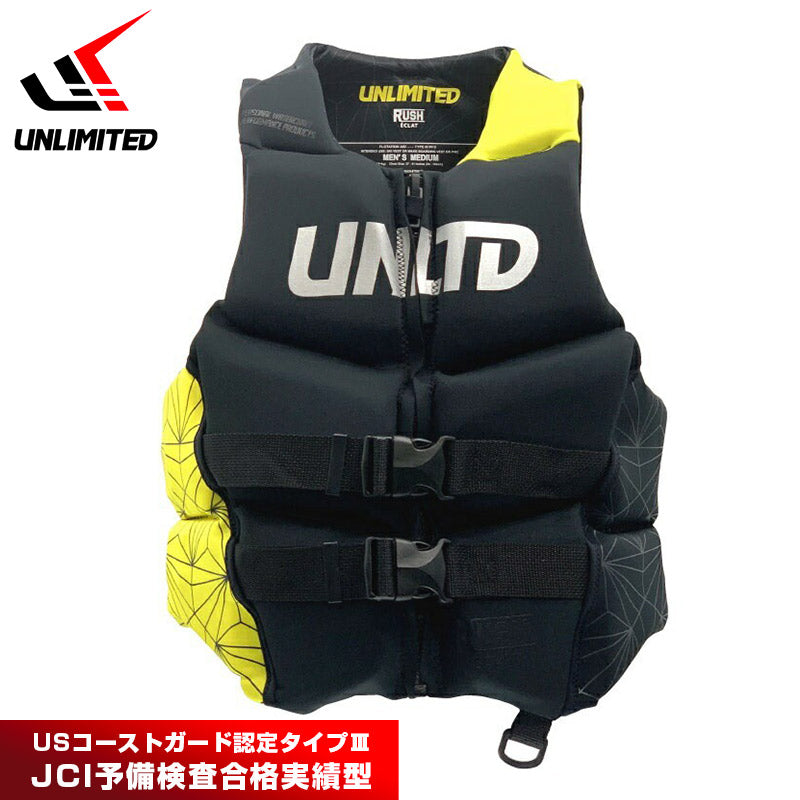 UNLIMITED アンリミテッド RUSH ECLAT UV2301 ライフジャケット メンズ ジェットスキー ライフベスト ネオベスト 小型特殊 JCI予備検 USCG