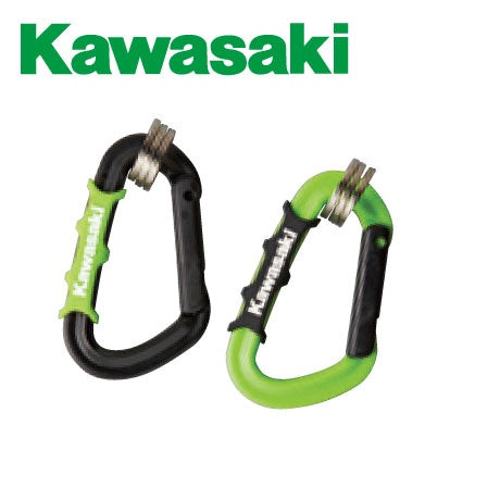 グリップカラビナキーホルダー　樹脂製　Kawasaki　カワサキ　正規品　J7002-01　グリーン　ブラック