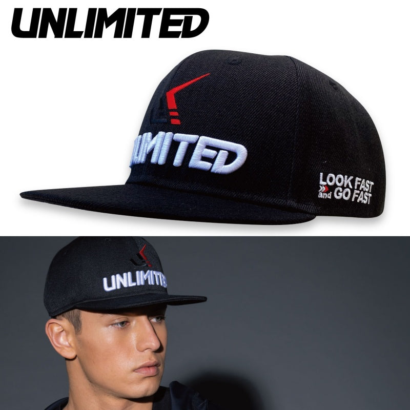 アンリミテッド レースキャップ UNLIMITED LOGO CAP ブランドロゴ キャップ 帽子 ブラック フラット UVケア サポート ULC0301